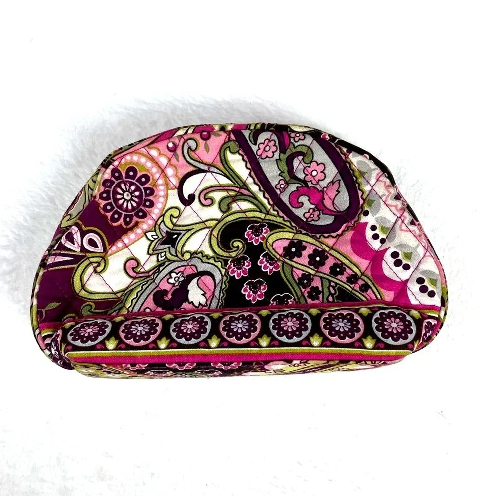 Vera Bradley Pink Multicolor Paisley and Floral Quilted Cosmetic Bag Travel
